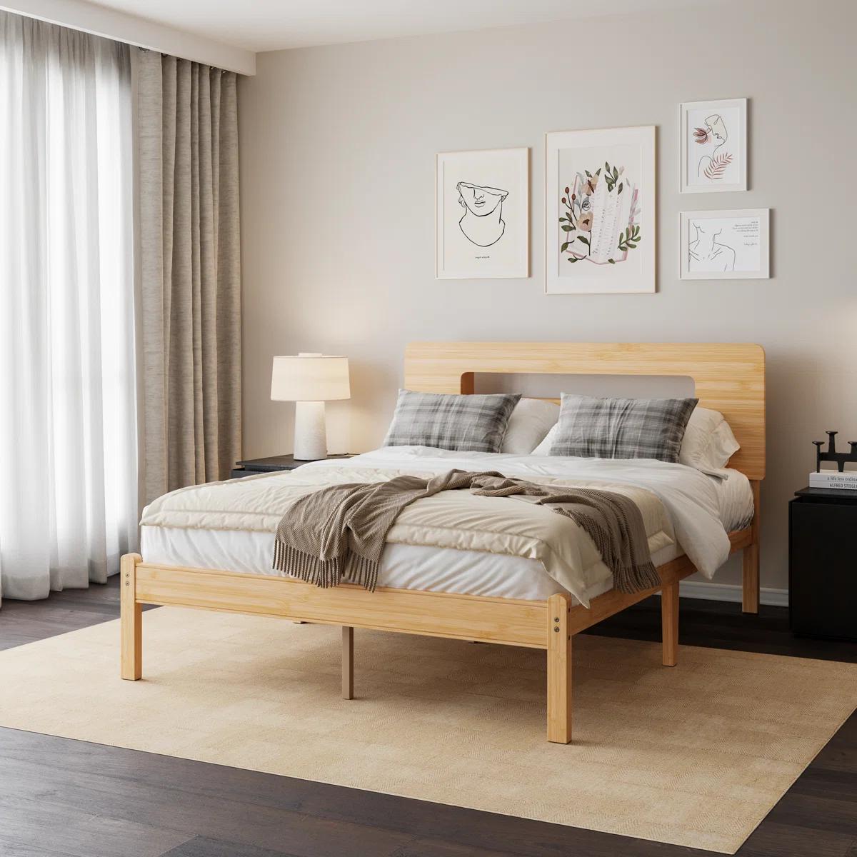 Aardhen Queen Bed Frame - 14" High Quality Durable Metal Platform Bed Frame with Solid Wood-Iron-Bamboo Build, Rust-Resistant Headboard, Noise-Free Assembly, No Box Spring Needed, 1,500 lbs Support for Modern Modular Bedrooms, Metal Platform Bed Frames