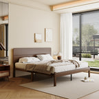 Walnut bamboo platform bed foundation with sturdy corner legs