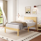 Boho minimalist bedroom setup with ZIYOO light wood bed frame