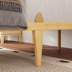 Boho aesthetic bedroom design with ZIYOO light wood bed frame and woven macrame decor