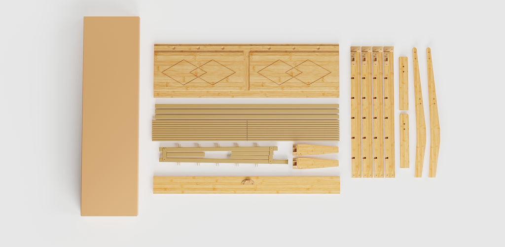 Heavy duty wooden bed frame slats support for mattress with no box spring needed