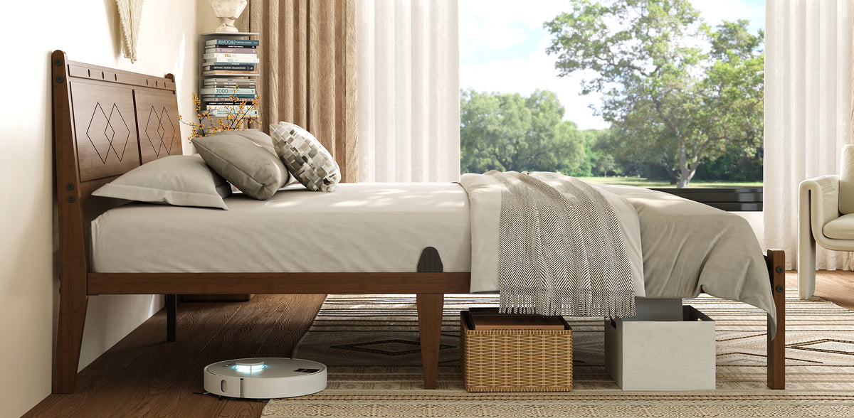 Heavy duty wooden bed frame slats support for queen mattress with no box spring