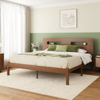 Robotic vacuum underbed storage clearance below queen walnut bamboo bed frame