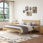 Boho aesthetic bedroom decor with queen bamboo bed frame and indoor house plants