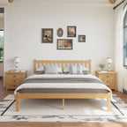 Clean clutter free bedroom space with underbed clearance below queen bamboo platform bed