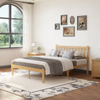 ZIYOO Lattice queen natural bamboo platform bed frame with spindle headboard