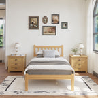 Japandi bedroom style featuring a queen natural bamboo platform bed frame in sunlit room