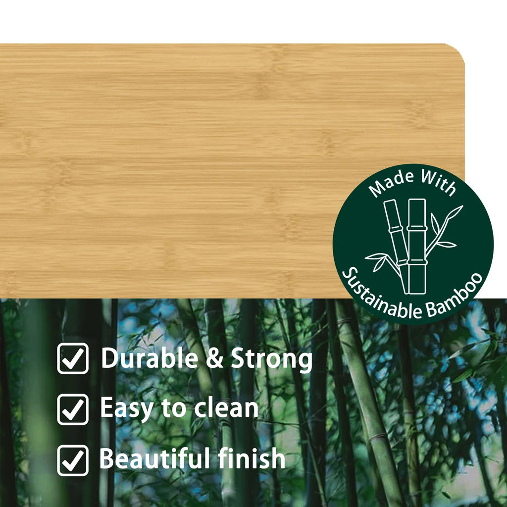 Natural bamboo bed frame showing solid wood sturdy construction
