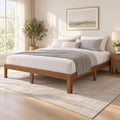 Twin to Cal King Headboardless Platform Bed Frame in Dark Walnut Finish for Minimalist Bedroom