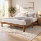 Twin to Cal King Headboardless Platform Bed Frame in Dark Walnut Finish for Minimalist Bedroom