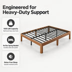 Space Saving Low Profile Walnut Bed Frame from Twin to Cal King with Sturdy Support