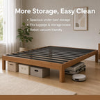 Under Bed Space Clearance beneath Low Profile Walnut Platform Bed Frame King Size