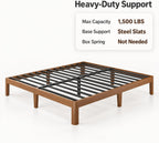 Sleek Walnut Finish Platform Bed Frame No Headboard for California King and Small Space