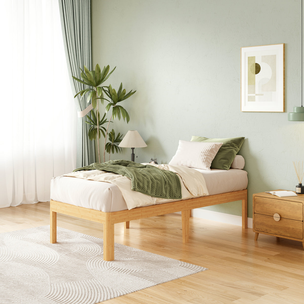 Sturdy full size platform bed frame supporting dynamic weight