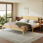 Natural bamboo solid wood panel headboard detail on ZIYOO king bed