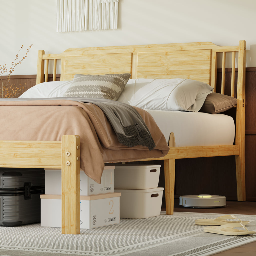 Assembly dimensions diagram for ZIYOO Zen queen size bamboo bed frame