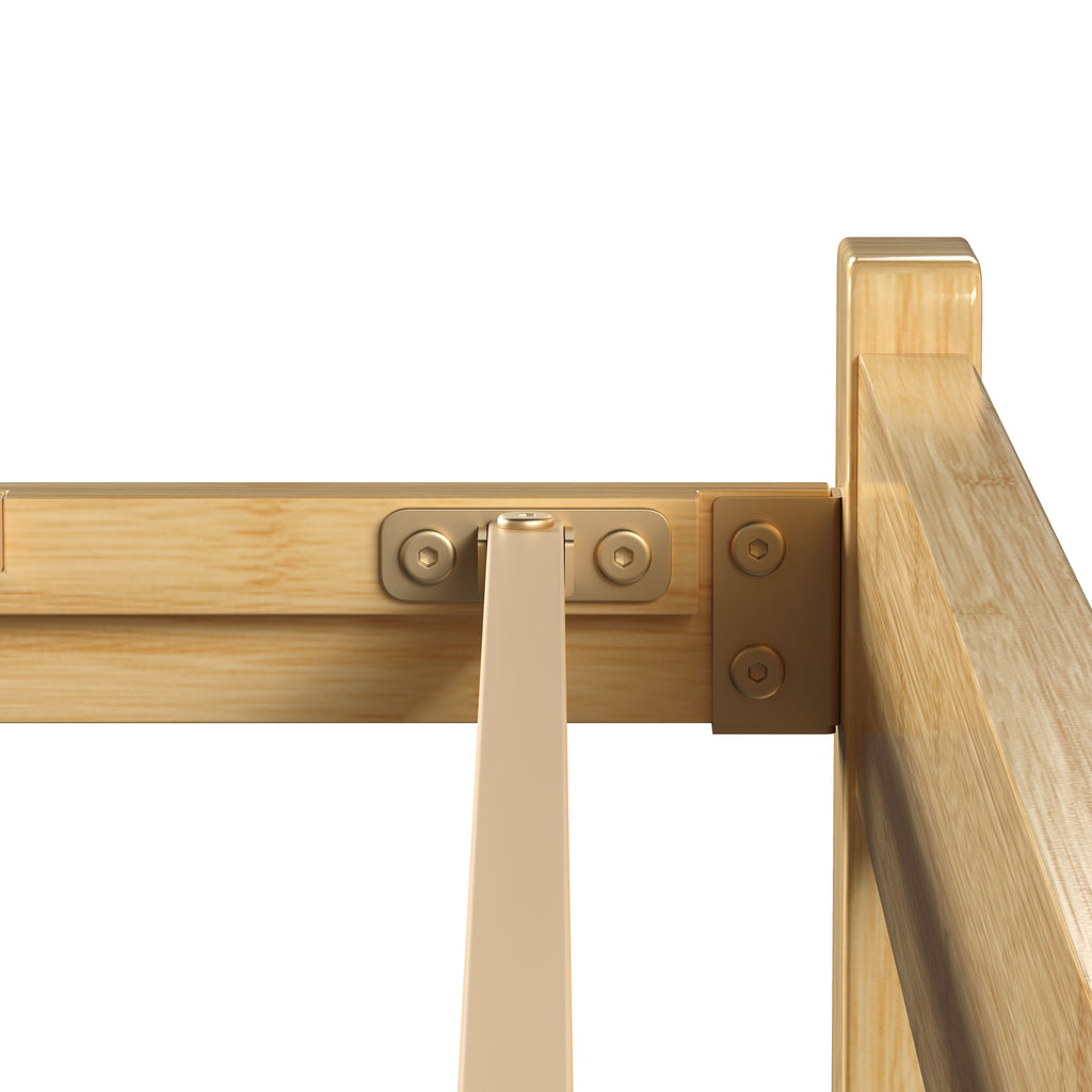 King size wood platform bed frame with warm natural bamboo texture
