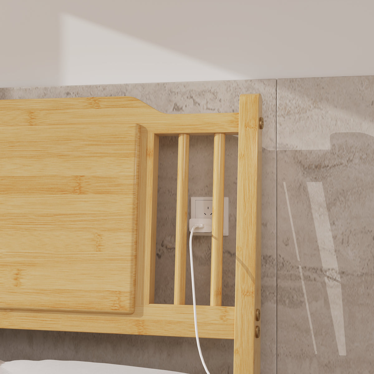 Noise-free bamboo bed frame slats support for queen mattress