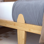Carved Spindle Post Corner Detail of Solid Bamboo Bed Frame No Box Spring Needed