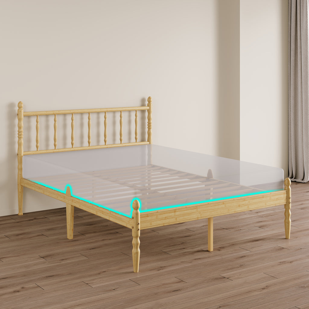 Close-up of Windsor Spindle Headboard and Heavy Duty Wooden Slat Mattress Support