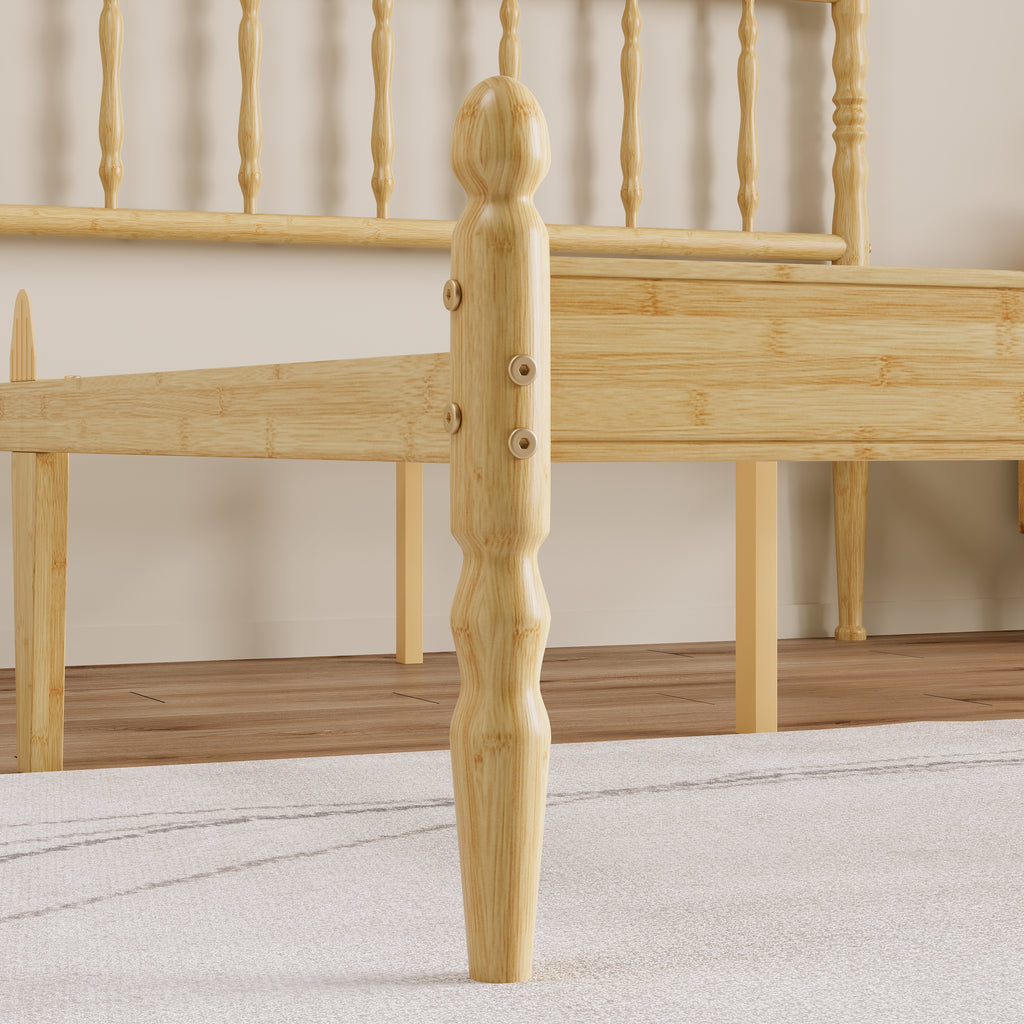 Under-Bed Storage Space Clearance beneath Queen Bamboo Spindle Platform Bed Frame