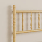 Queen Size Spindle Platform Bed Frame with Solid Bamboo Spindle Headboard in Natural Bedroom