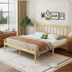 Wave Curved Wooden Footboard and Heavy Duty Mattress Support Slats No Box Spring
