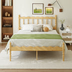 Detailed View of Scalloped Wave Bedboard and Carved Corner Posts on Bamboo Bed