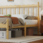 Modern Organic Bamboo Bed Frame with Scalloped Spindled Headboard in Neutral Tones