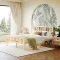 Modern bedroom setup with ZIYOO queen size bamboo platform bed frame and green bedding