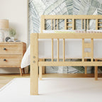 Close-up of natural bamboo lattice headboard on ZIYOO king wooden bed frame