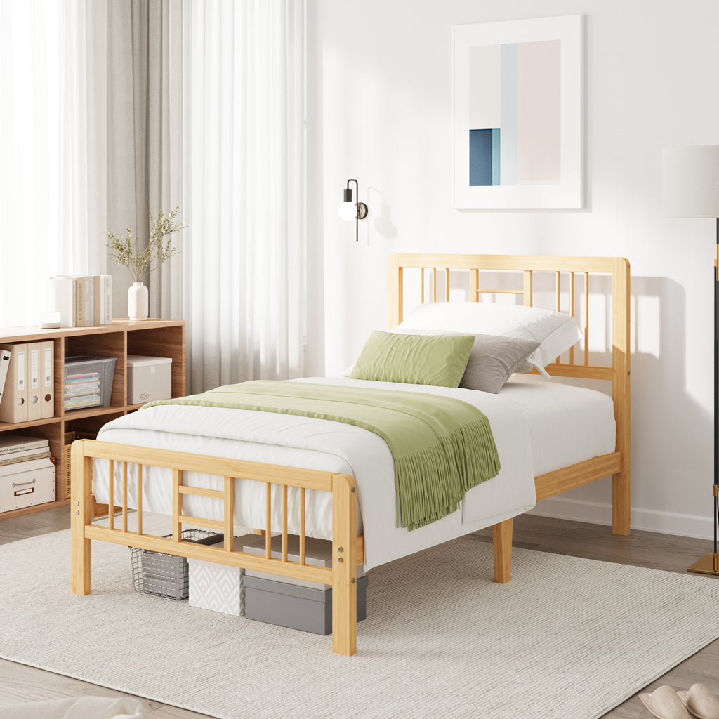 Dimensions diagram for ZIYOO Lattice bamboo bed frame available in full queen and king sizes